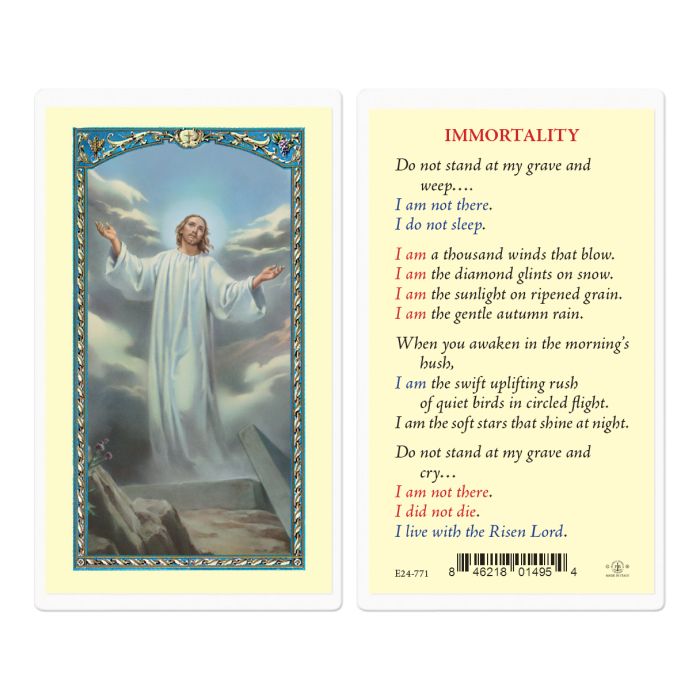 Immortality with Risen Christ Holy Card