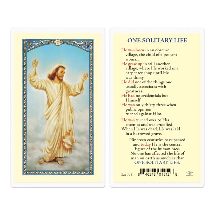 One Solitary Life Prayer Card