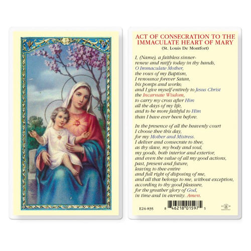 Consecration to the Immaculate Heart of Mary Holy Card