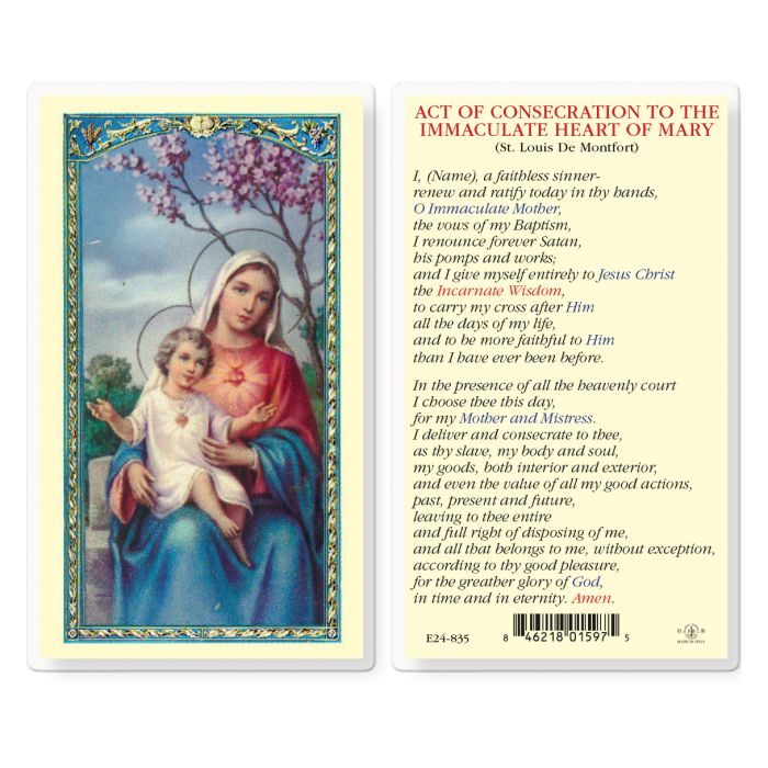 Consecration to the Immaculate Heart of Mary Holy Card