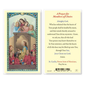 Saint Cecilia a Prayer for Church Choir Holy Card