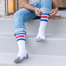 St. Sebastian - Patron of Athletes Kids Socks: Red and Blue