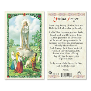 Our Lady of Fatima Prayer Card