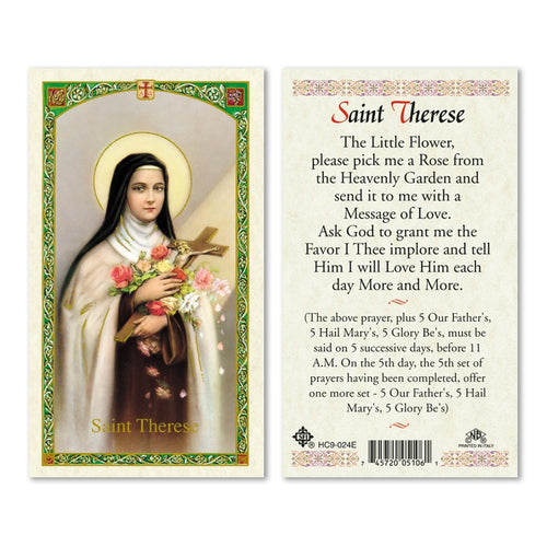 Saint Theresa Little Flower Prayer Card