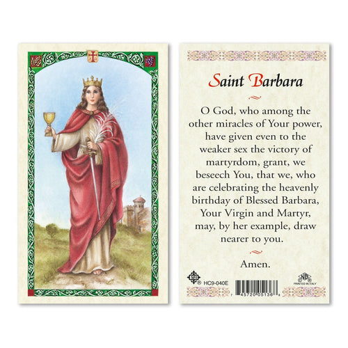 Saint Barbara Prayer Card