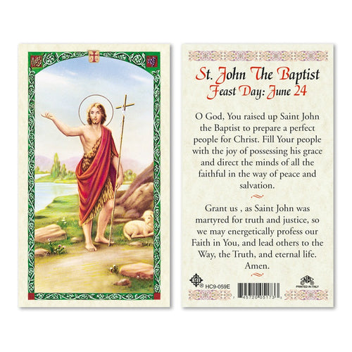 St. John the Baptist Feast Day: June 24th Prayer Card