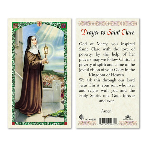 Prayer to Saint Clare Holy Card