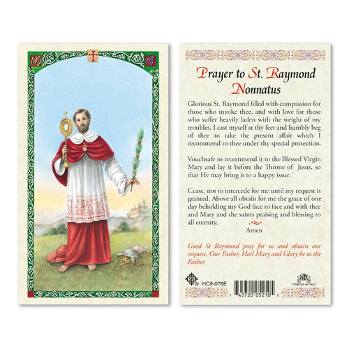 Saint Raymond Nonnatus Prayer Card