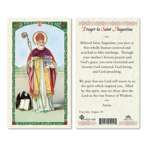 Prayer to Saint Augustine Prayer Card