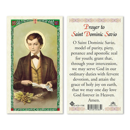 Prayer to Saint Dominic Savio Prayer Card
