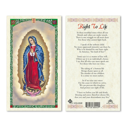 Right to Life Our Lady of Guadalupe Prayer Card