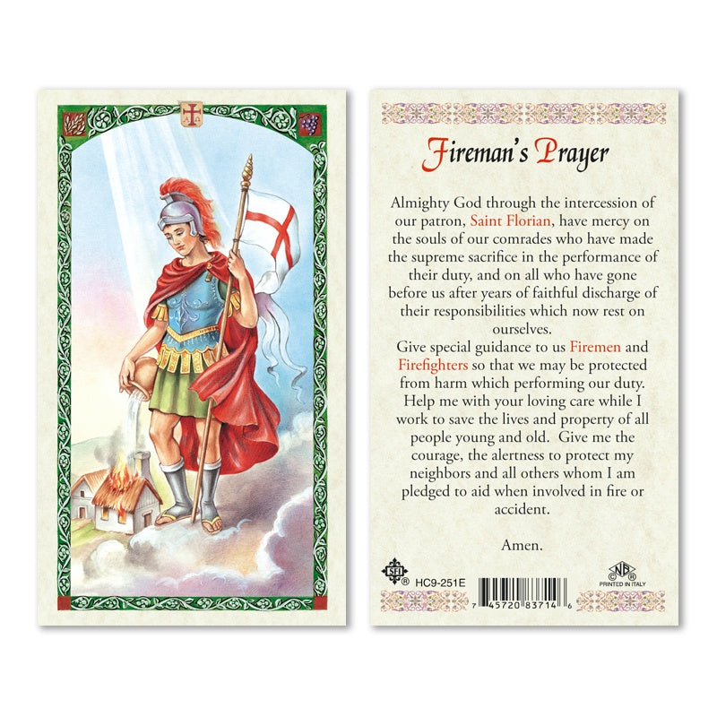 Saint Florian Fireman's Prayer Card