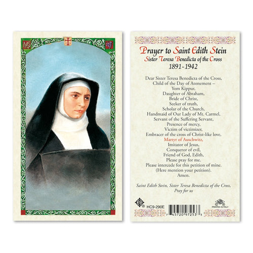 Prayer to Saint Edith Stein / Sister Teresa Benedicta of the Cross Prayer Card