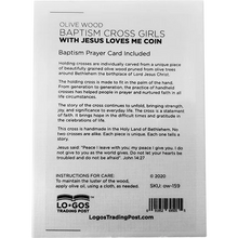 Girls Baptism Cross - Holy Land Olive Wood Handheld Prayer Comfort Cross in Gift Box