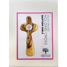 Girls Baptism Cross - Holy Land Olive Wood Handheld Prayer Comfort Cross in Gift Box
