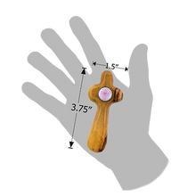 Girls Baptism Cross - Holy Land Olive Wood Handheld Prayer Comfort Cross in Gift Box