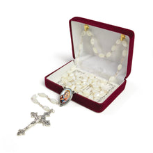 Mother of Pearl Catholic Rosary: Virgin Mary, Queen of Heaven Medal