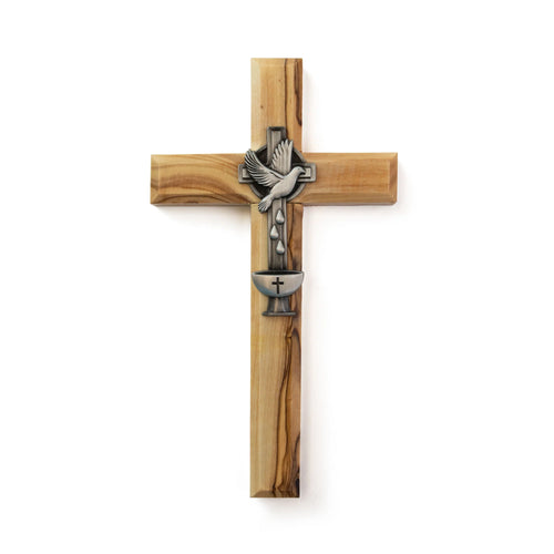 Baptism Wall Cross - Olive Wood