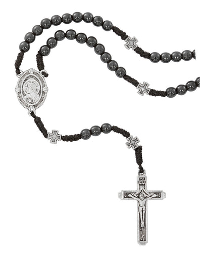 6MM Hematite Corded Rosary/Sacred Heart Center