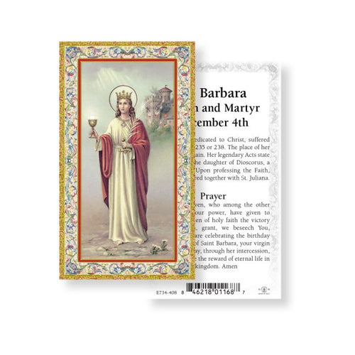 Saint Barbara Virgin and Martyr Prayer Card