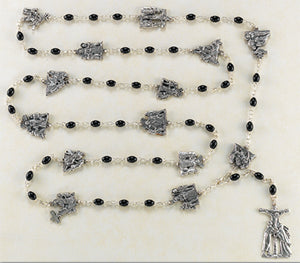 BLK GLASS/STATIONS OF THE CROSS ROSARY - 017BK - Catholic Book & Gift Store 