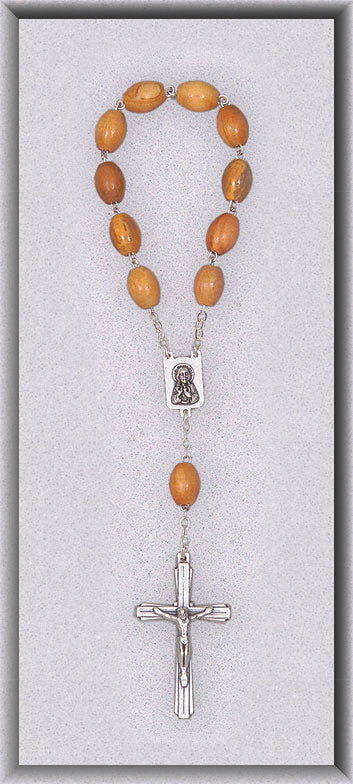 ONE DECADE ROSARY/TAN WOOD - 039 - Catholic Book & Gift Store 
