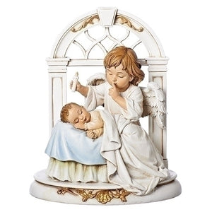 8"H ANGEL WITH SLEEPING BABY ON LAP - HUSH-A-BYE COLLECTION