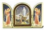 OUR LADY OF LOURDES GOLD FOIL MOSAIC TRIPTYCH - 1132-252 - Catholic Book & Gift Store 