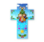 5" RESIN CROSS - HOLY FAMILY W/CHRISTMAS TREE