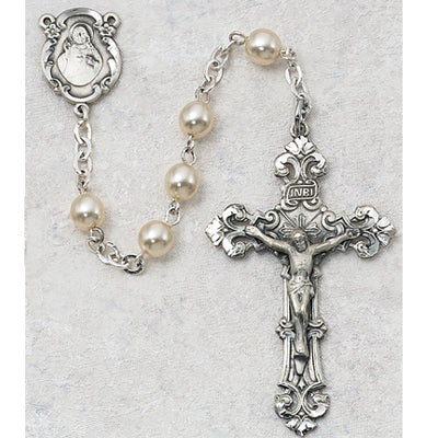 STERLING 6MM PEARL ROSARY - 131LF - Catholic Book & Gift Store