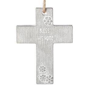 4"H BLESS THIS HOME CEMENT CROSS