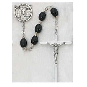 STERLING 6X8MM BLACK WOOD ROSARY - 137L-BKF - Catholic Book & Gift Store 