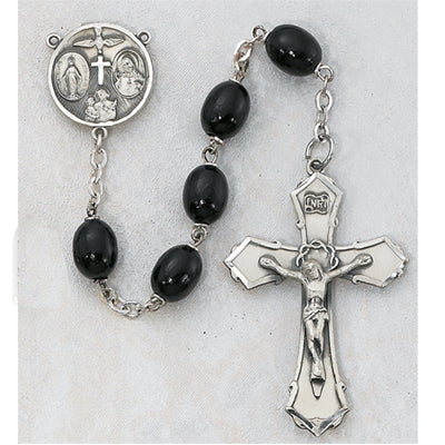 6X8MM BLACK WOOD ROSARY - 139D-BKF