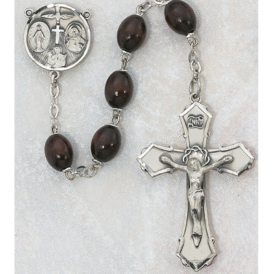 6X8 MM BROWN WOOD ROSARY - 139D-BRF