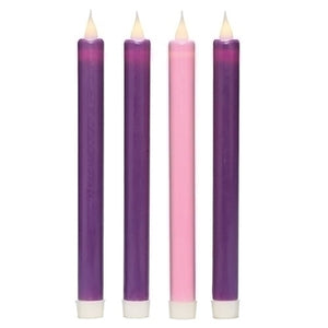 4 Piece LED Advent Candle Set 9"H