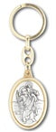 ST CHRISTOPHER TWO-TONE OVAL KEY CHAIN - 1420-620 - Catholic Book & Gift Store 
