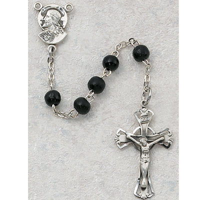 STERLING SILVER 5MM BLACK WOOD ROSARY - 159L-BKG - Catholic Book & Gift Store