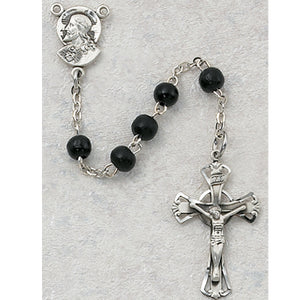 STERLING SILVER 5MM BLACK WOOD ROSARY - 159L-BKG - Catholic Book & Gift Store 