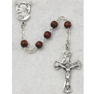 5MM BROWN WOOD ROSARY - 159L-BRG - Catholic Book & Gift Store 
