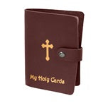 MAROON LEATHERETTE PRAYER CARD HOLDER