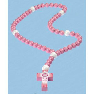 PINK BAPTISM LARGE BEAD BABY ROSARY