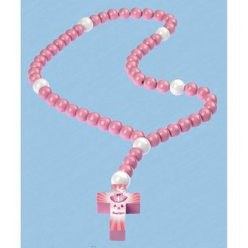 PINK BAPTISM LARGE BEAD BABY ROSARY