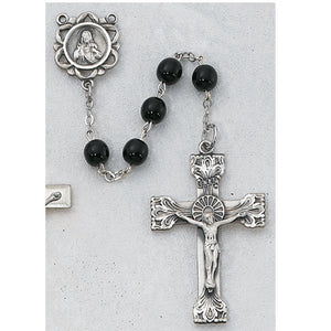 STERLING SILVER 5MM GENUINE BLACK ONYX ROSARY - 164LF - Catholic Book & Gift Store 