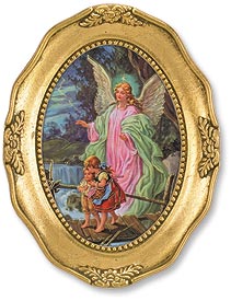 OVAL FRAMED/GUARDIAN ANGEL W/CHILDREN - 167-079 - Catholic Book & Gift Store 