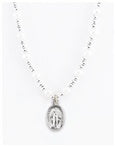 6MM WHITE PEARL NECKLACE W/MIRACULOUS MEDAL - 1700-607