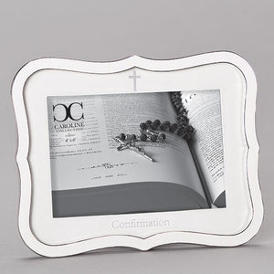 6.5"H WHITE CONFIRMATION FRAME HOLDS 4X6 PHOTO