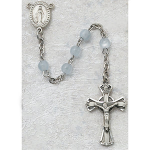 3MM BLUE GLASS ROSARY - 201D-BLG - Catholic Book & Gift Store 