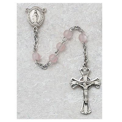 3MM PINK GLASS ROSARY - 201D-PKG - Catholic Book & Gift Store 