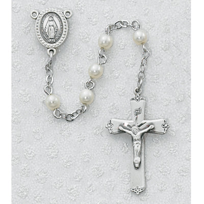 STERLING SILVER 3MM PEARL ROSARY - 210LG - Catholic Book & Gift Store