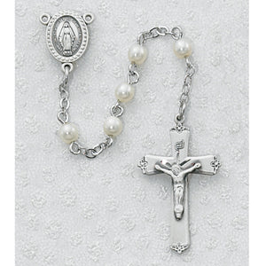 STERLING SILVER 3MM PEARL ROSARY - 210LG - Catholic Book & Gift Store 